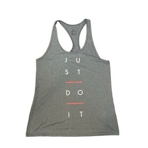 Nike DRI-Fit Graphic Print Active Tank‎ Top Gray Knit Racerback Athletic S